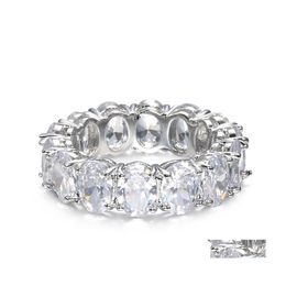 Bandringen 7 mm koper ingelegd zirkon voor vrouwen Koreaanse heldere ovale edelsteen eeuwigheid trendy verloving bruiloft sieraden drop levering dhm4d