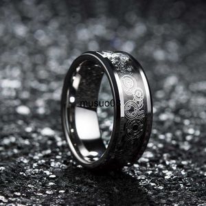 Bague De Mariage En Alliage De Tungstène Pour Hommes De 8MM De Mode Motif Géométrique Incrusté De Fibre De Carbone Noir En Acier Inoxydable Bijoux De Mariage Pour Hommes J230602