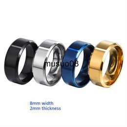 Band Ringen 8mm Mat Roestvrij Staal Eenvoudig Ontwerp Plain Titanium Ringen Goud Toon Verzilverd Zwart Blauw Ringen Mannen Vrouw Sieraden Gift J230602