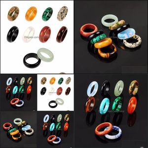 Bandringen 8mm Natuurlijke stenen ring Opaal Turquoises Zwart Onyx Tiger Eye Sodalite Malachitische sieraden Geschenk vingerringen voor Wome SexyHanz Dh9fj