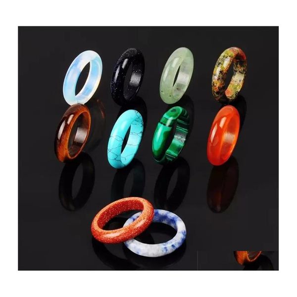 Anillos de banda 8 mm anillo de piedra natural ópalo turquesa negro ónix ojo de tigre sodalita malaquita joyería regalo dedo para mujeres hombres gota deli dhuws