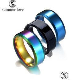 Bandringen 8 mm roestvrij staal mannen regenboogring voor man vrouw kan doe -het -zelf grave verloving sieraden fit maat 513 drop levering dhbjn