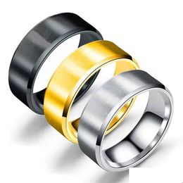 Anneaux de bande Bonne de mariage en acier inoxydable de 8 mm pour hommes Double hypoténuse mate brossé Drop livraison bijoux dhstl