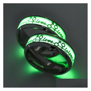 Bandringen 8 mm Titanium staal Nieuwe Luminous Eternal Love Ring Sieraden Designer Groothandel Drop Delivery 202 DH0WV