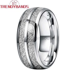 Band Ringen 8mm Wedding Band Tungsten Verlovingsringen Voor Mannen Vrouwen Koepelvormige Meteoriet Inlay Comfort Fit J230531