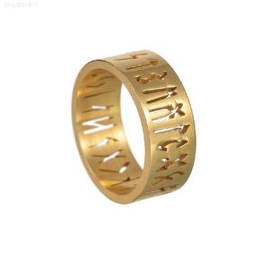 Anneaux de bande 8mm de large en acier inoxydable squelette bijoux Loon Rune Viking lettres bague pour hommes ne perd pas de couleur