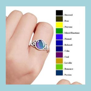 Anillos de banda 925 Sier Tamaño de la mezcla Cambios de humor Color a su temperatura Revelar Emoción interna Anillo de dedo Joyería Bk Entrega de gota Dhvf5