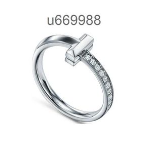 Bagues de bande 925 Argent CZ Diamant Lettre T Femmes Bague de mariage Mode Classique Designer Bijoux avec boîteKZXP