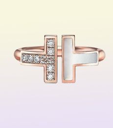 Bandringen 925 zilveren T-vormige ring Meisjesmode Koreaanse sieraden ThickenedBottom Plating Eenvoudige persoonlijkheid Trend Sieraden Cadeau8474786