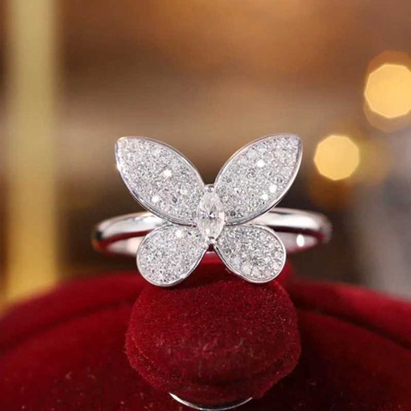 Bands Anneaux 925 Stamp Creative Leaf Petal Ring Femelle Tempérament coréen Luxury Set Full Set Zirconia Opening Farty Birthday Gift H240425