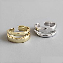 Bandringen 925 Sterling Sier Charmante Onregelmatige Keten Geometrische Ring Gouden Open Ringen Voor Vrouwen Mannen Party Geschenken Accessoires Drop Delive D Otaku