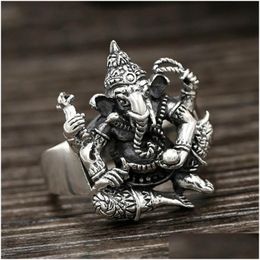 Band Ringen 925 Sterling Sier Indische Olifant Goden Ring Gift Vrouwen Fijne Sieraden Mannen Vintage Drop Levering Sieraden Ring Dhrse