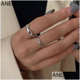 Anneaux de bande 925 Sterling Sier Simple Link Chaîne En Forme De Bagues Pour Femmes Bague Réglable Bijoux Accessoires Cadeau S-R998 Drop Livraison Je Dhqun