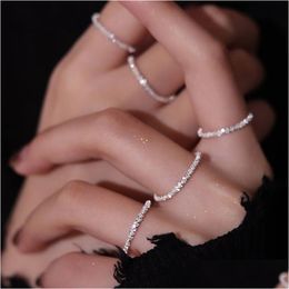 Anneaux de bande 925 Sterling Sier Sparkling Ring Simple Simple Spyle Decorative Compact Index Femmes Fashion Bijoux Drop Livraison Otre