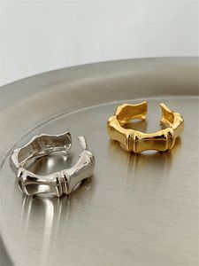 Bandringen 925 Sterling Zilver Bamboe Ring Vrouwelijk Ins Niche Design High-End All-Match Trendy Mannelijke Koude Wijsvinger Mode-sieraden