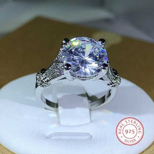 Bandringen 925 Sterling Silver Fashion Sale Four Prong White Zirkon Ring For Ladies Engagement Party Sieraden Gift Z0327