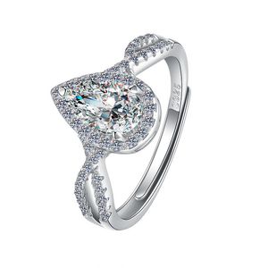 Band Ringen 925 Sterling Silver Mozambique Diamond Cross Ring Mode Live Water Drop Arm Pear Shape Lady's Mozam