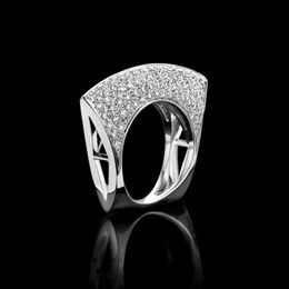 Bandringen 925 Sterling Silver Personality Sieraden Onregelmatige Hollow Out Diamond Ring Ladies Bar Party Gift H240425