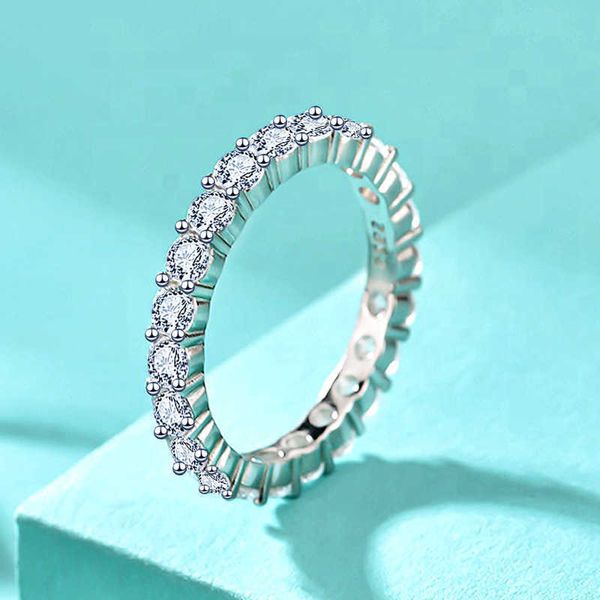 Bagues de bande 925 bague en argent sterling femmes empilées diamant zircon anneau de rangée fermée bague de queue polyvalente amoureux bijoux de fête Ttam