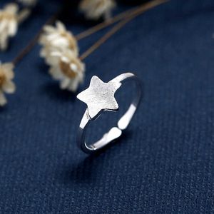 Bandringen 925 Sterling Silver Rings For Women Men Pentagram Star Verstelbare Open Ring Engagement Wedding Rings Girls Gift Sieraden AA230306