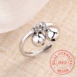 Anneaux De Bande 925 Anneaux En Argent Sterling Pour Les Femmes À La Mode Double Jingling Bell Beaux Bijoux Beau Doigt Ouvert Anel Pour La Fête Cadeau D'anniversaire G230213