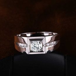 Bandringen 925 Sterling zilveren trouwringen mannen sieraden inleg kubieke zirkoon verlovingsringen voor mannen Z0327