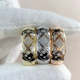 Anillos de banda 925 Plata esterlina Anillo ancho a cuadros Hombres y mujeres Pareja Diamante Moda Joyería de lujo 221119