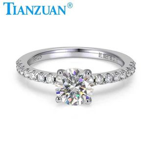 Anneaux de bande 925 Sterlsilver Ring 6.5 mm D Moissanite Wedd 1,9 mm Semi Eternal Reconstruction Ring J240429