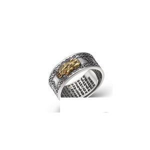 Bagues de bande 990 Sterling Sier Femmes Hommes Bouddha Mantra Lucky Brave Troops Lettre Bague De Mariage Bijoux Drop Livraison Bijoux Bague Dhc3H