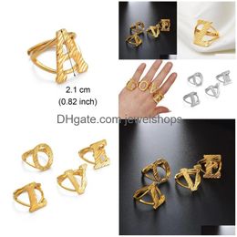 Anneaux de bande A-Z Lettres Bague Femmes Fille Or Couleur Africaine Initiale Redimensionnable Bijoux Anglais Alphabet Doigt Arabe Drop Livraison Dhyyl