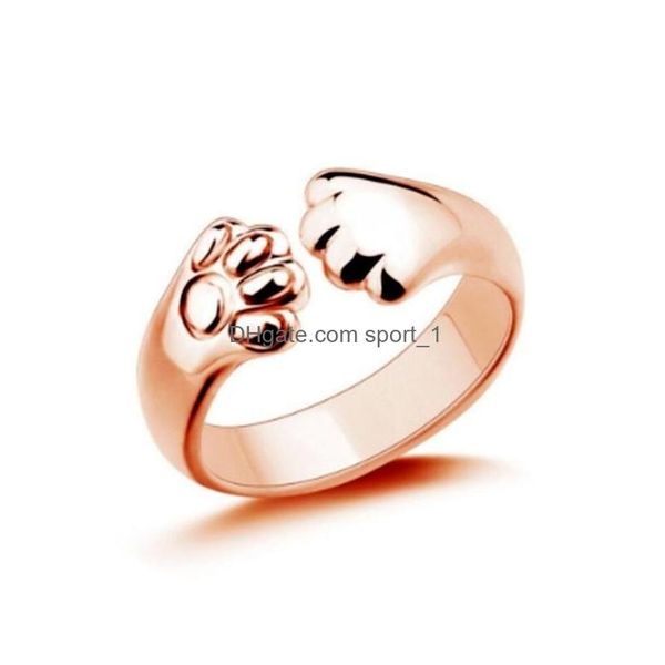 Anillos de banda Garras de oso ajustables Oro abierto Sier Anillo de animal lindo 4 colores Regalo de joyería para mujeres Entrega de gota Dhran