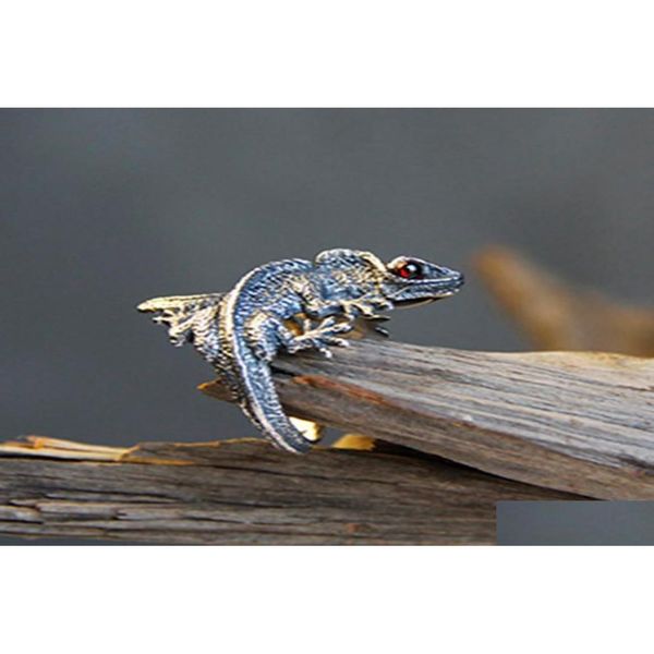 Anillos de banda Anillo de lagarto ajustable Cabrite Gecko Camaleón Anole Tamaño de joyería Idea de regalo Ship5689947 Anillo de joyería Dhuue