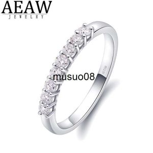 Anillos de banda AEAW 14k Oro blanco 0.25ctw 2 mm DF Corte redondo Compromiso Boda Moissanite Lab Grown Diamond Band Anillo para mujer J230602