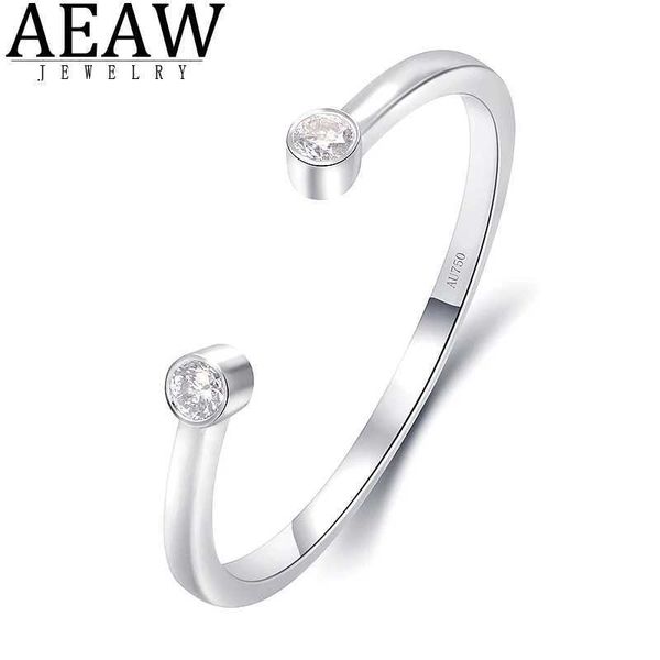 Anillos de banda AEAW 14K Oro blanco redondo 0.06ctw CVD HPHT Lab Anillos de diamantes para mujeres Anillos hechos a mano Compromiso Novia Aniversario Regalo J240118