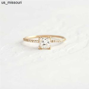 Bandringen Aide 925 Sterling Silver Gold Single Round Zirkoon Crystal Rings Women Cubic Zirconia Jeweled Leaf Loop Wedding Engagement Ring J230522