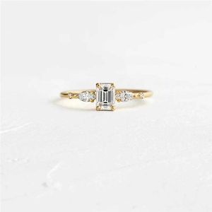 Bandringen Aide 925 Sterling Silver Square Zirkoon Crystal Ring voor dames luxe ovale ronde waterdiamant bruiloft verloving Ultra dunne ring J240410