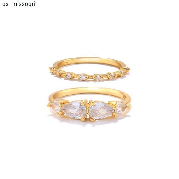 Anillos de banda AIDE Minimalist Thin 18K Chapado en oro Anillo de bodas Anillo de compromiso de diamantes para mujeres Conjunto de joyas Anel Masculino J230522