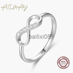 Anneaux de bande Ailmay 925 Sterling Silver Fashionc Infinity Love Fine Cubic Zirconia Ring pour les femmes Bijoux de mariage romantique J230719