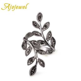 Bandringen Ajojewel dames zwarte strass antieke bladring maat 6-10 hot selling vintage vrouwelijke sieraden groothandel 240125