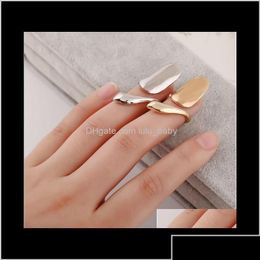 Anillos de banda Aleación Simplicidad Anillo de uña Joyería para mujer Tono dorado y plateado Nail Art Finger Xiipy Aztae Drop Delivery Dhsav