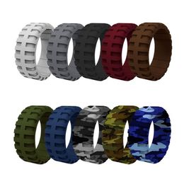 Bagues de bande American European Fashion Sile Wedding Ring Hommes Camouflage Élégant Abordable 9mm Caoutchouc Engagement Drop Livraison Bijoux DH891