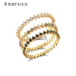 Anneaux de bande Andywen 925 STERLING Silver Gold Zircon Rainbow CZ CZ Bird Ring Size Women Wedding Jewelry Rock Punk Round Jewelry J230817