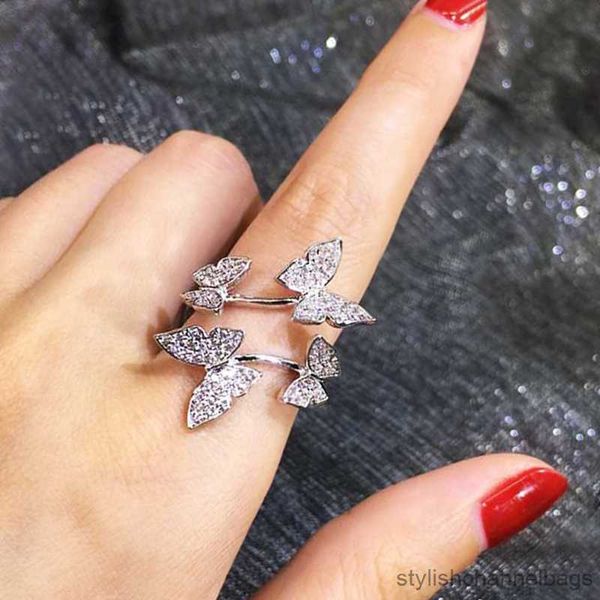 Anillos de banda Anillos abiertos de animales Mariposa voladora Cumpleaños Regalo romántico para novia Anillo disponible en color oro / oro rosa / plata