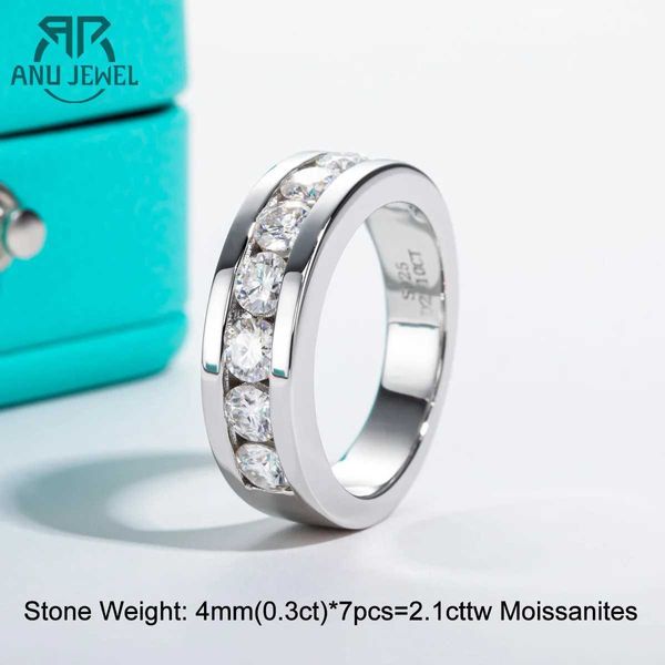 Anillos de banda AnuJewel 4mm Moissanite WeddBand 925 SterlSilver Lab Creado Diamond Band RMen Mujeres RCustomized Joyería J240118