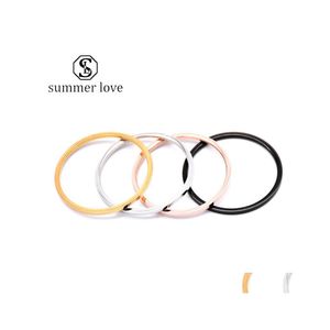 Bandringen Aankomst 1 mm roestvrijstalen glanzende ring 4 kleuren fijn gewone midi slank stacking paar geluk verloving bruiloft sieraden dhwuq