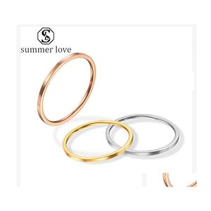 Anillos de banda Llegada 1 Mm Anillo delgado de acero inoxidable para mujeres Hombres Simole 4 Color Pareja Compromiso Joyería de boda Gifty Drop Delivery Dhzvl