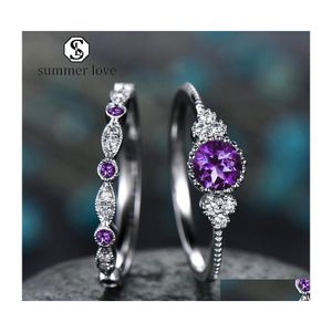 Bandringen Aankomst CZ Diamondring voor vrouwen Sier Colorf Ronde verlovingsset Fashion Wedding Joodly Valentijnsdag Gifty Drop Deli DHDFP