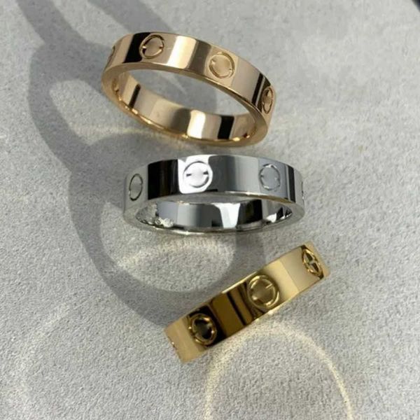 Anillos de banda como diseñador original grabar anillo de amor de diamante de 6 mm oro de 18 quilates plata rosa 750 anillos de acero inoxidable mujeres hombres amantes joyería de boda regalo grande EE. UU.