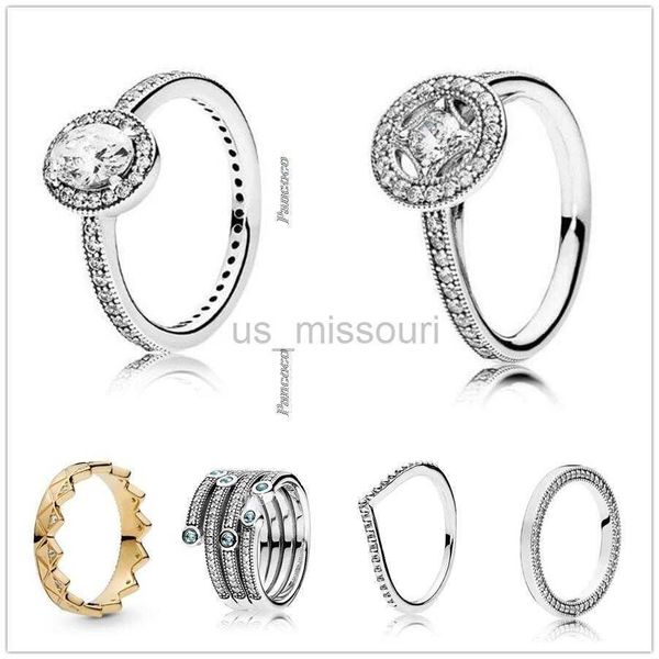 Anillos de banda Auténtico anillo de plata esterlina 925 Pave Allure con anillos de cristal para mujeres Regalo del banquete de boda Europa Joyería de moda J230531