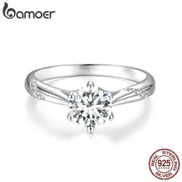 Bandringen BAMOER D kleur vvs1 ex molybdeen ring 1ct ronde molybdeen diamanten kaart engagement 925 sterling zilveren ring j240410